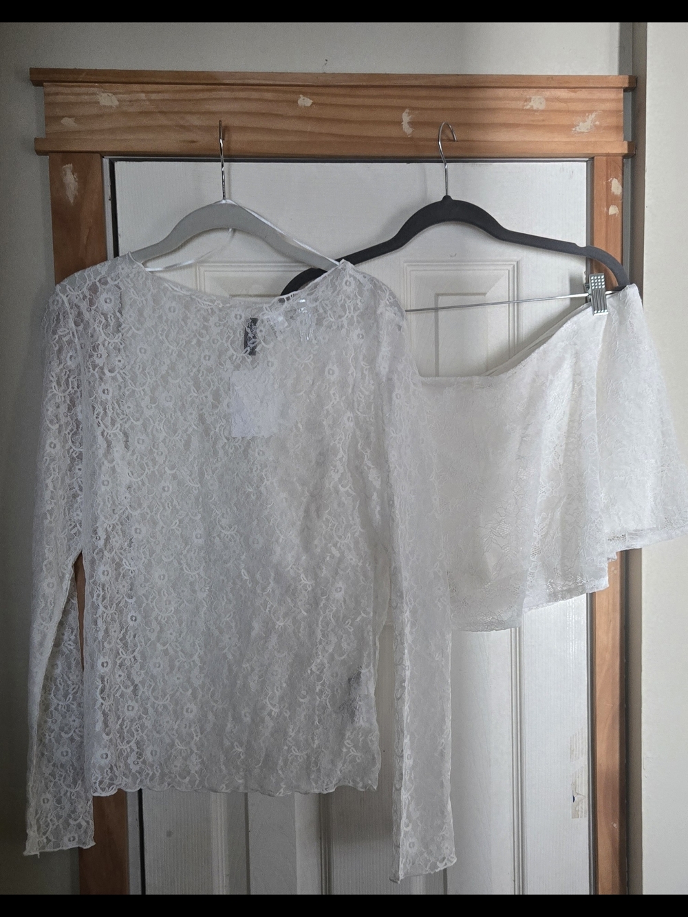 White Lace Women's Blouse and Skirt Lingerie Set